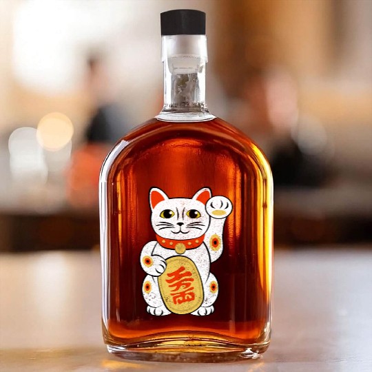 Japan Lucky Cat Japanese Maneki Neko Good Luck Cha Whiskey Bottles
