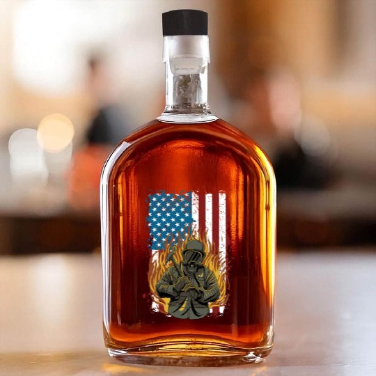 Firefighter Fire Department Thin Red Line Fireman Whiskey Bottles