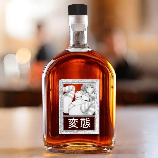 hen Anime Waifu japanese sexy bikin Girl Ahegao Whiskey Bottles