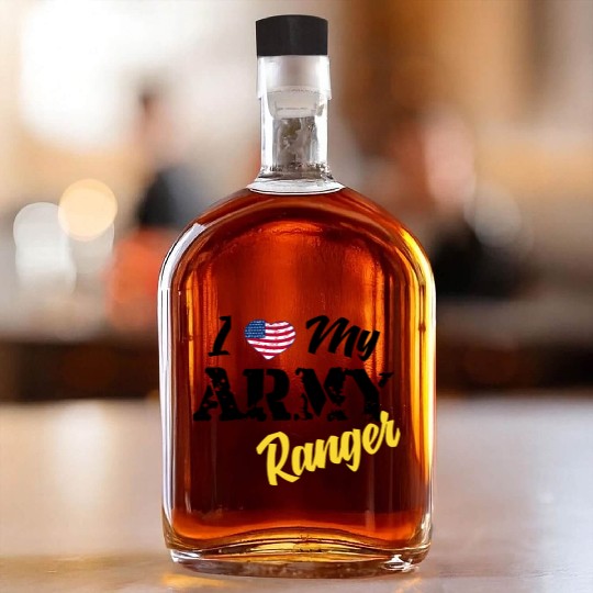 Proud US Army Ranger American Military Family Flag Whiskey Bottles
