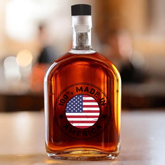 USA Made in America flag stamp Whiskey Bottles