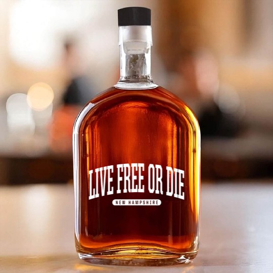 College Style Live Free Or Die New Hampshire Souve Whiskey Bottles