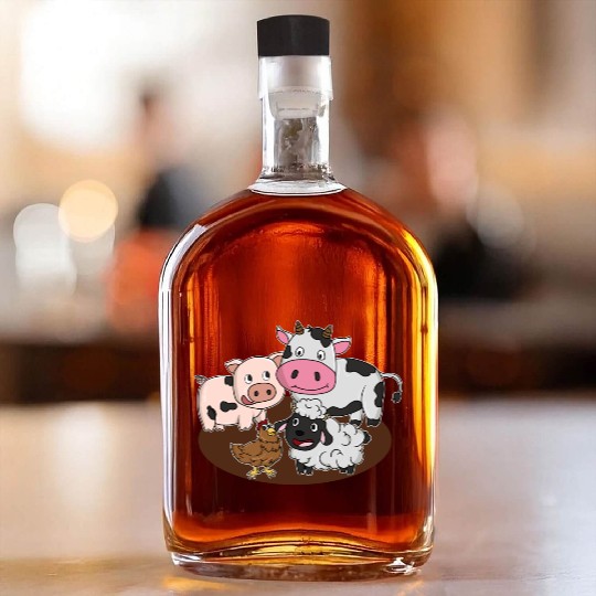 Farm Animals Pig Cow Chicken Sheep Whiskey Bottles