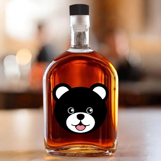 Cute Black Teddy Bear Face Whiskey Bottles