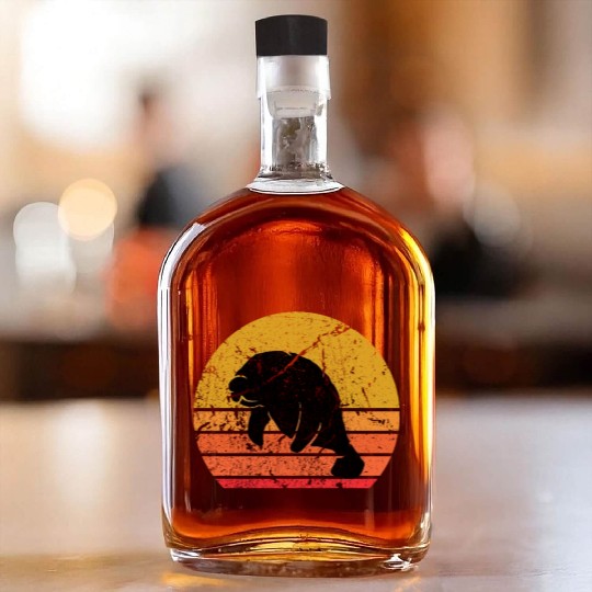 Retro Sun Dugong Manatee Sea Cow Gift Whiskey Bottles