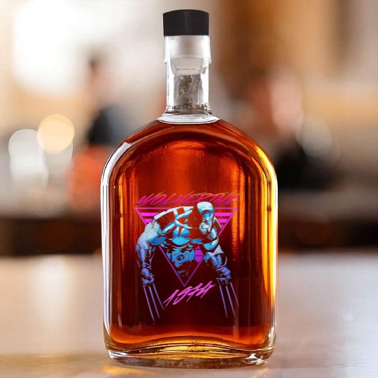 M-a-r-v-e-l W-o-l-verine Neon Retro Logan Graphic Whiskey Bottles