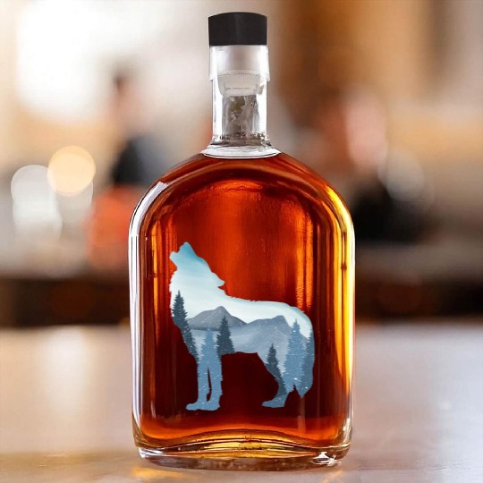 Alpha Wolf Art - Nature Background Whiskey Bottles