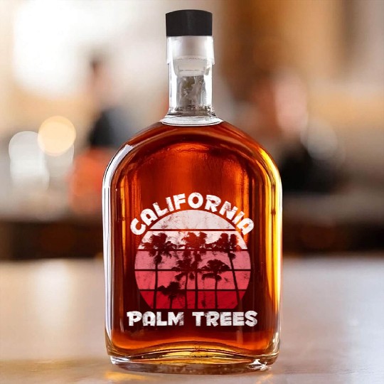California Palm Trees Malibu Whiskey Bottles