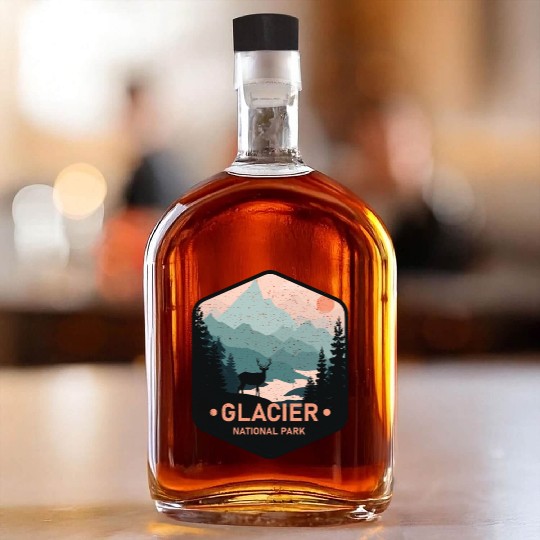 Vintage Glacier National Park Deer Mountains Gift Whiskey Bottles