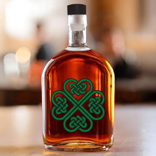 Irish Celtic Knot Shamrock Heart St Patricks Day Whiskey Bottles