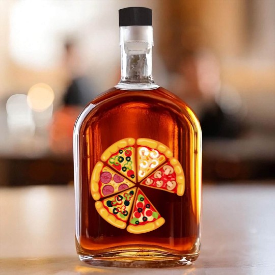 Pizza and Slice Dad and Son Matching Whiskey Bottles