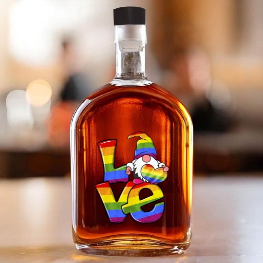 Love Gnome Heart Trans Gay LGBTQ Pride Month Whiskey Bottles