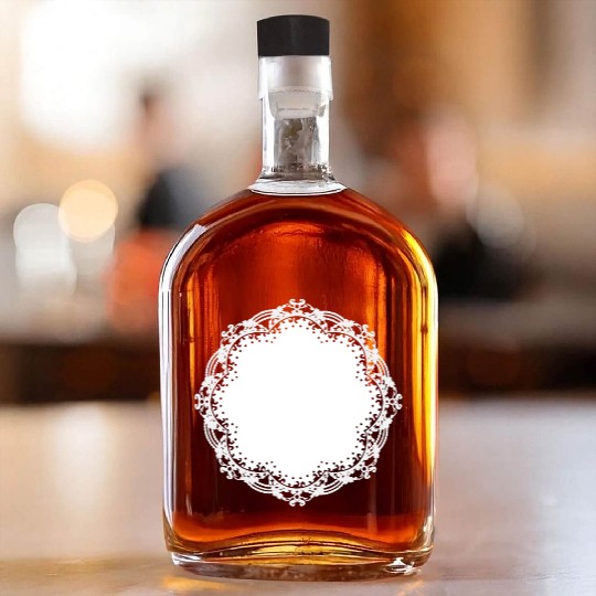 snow-white cake lace as a frame and decoration Whiskey Bottles