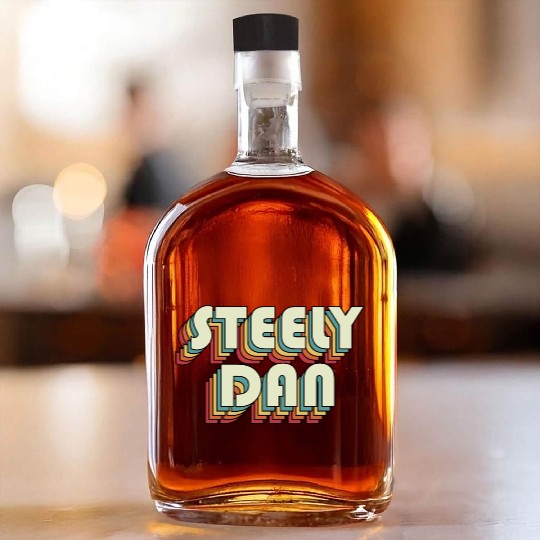 Steely Dan | Unique Retro Faded-Style Typography Whiskey Bottles