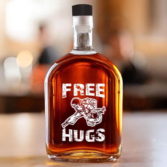 Funny Free Hugs Jiu Jitsu BJJ Choke MMA Gear Whiskey Bottles