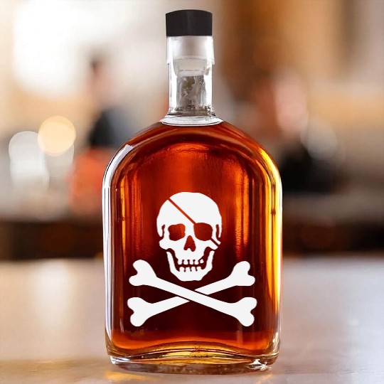 Jolly Roger Pirate Flag Skull and Crossbones Whiskey Bottles