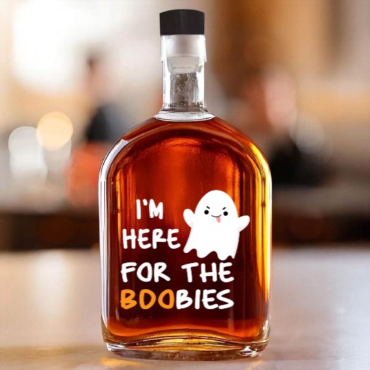I'm Here For the Boobies Funny Baby Halloween Whiskey Bottles