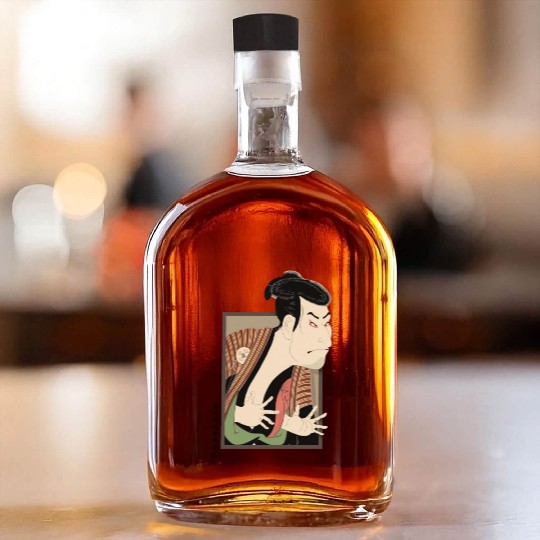 Funny Japanese vintage painting edobei ukiyo-e Whiskey Bottles