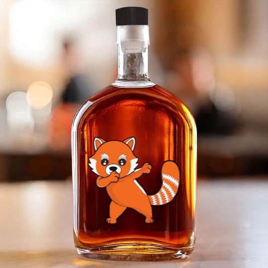 Dabbing Red Panda Cherry Blossoms Bamboo Whiskey Bottles