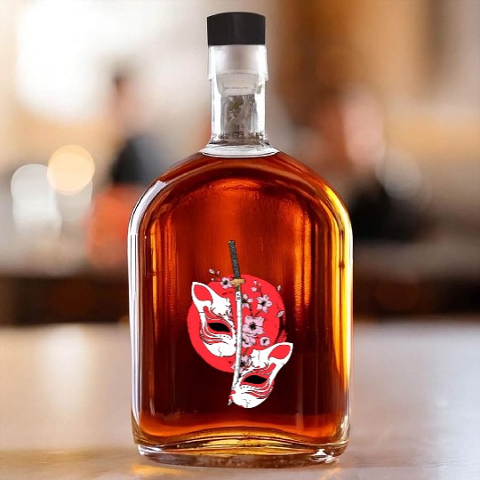 Kitsune mask Japanese sword Katana Japanese Whiskey Bottles