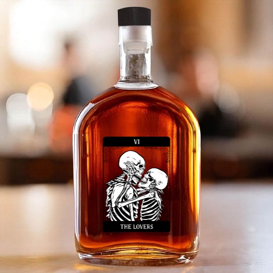 The Lovers Skeleton Tarot Card Whiskey Bottles