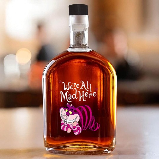 Cheshire Cat Were all Mad Here Cat 1669 Whiskey Bottles