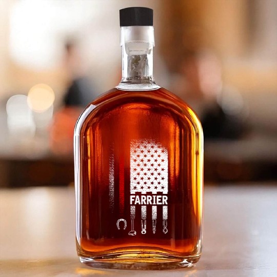 Farrier, US Patriotic Flag, Whiskey Bottles