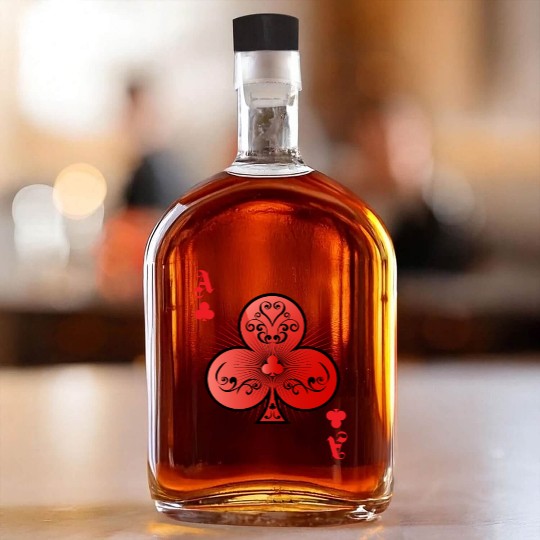 Clubs Poker Ace Casino Whiskey Bottles