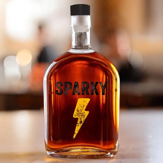 Electrician Funny Sparky Nickname Lightning Bolt Whiskey Bottles