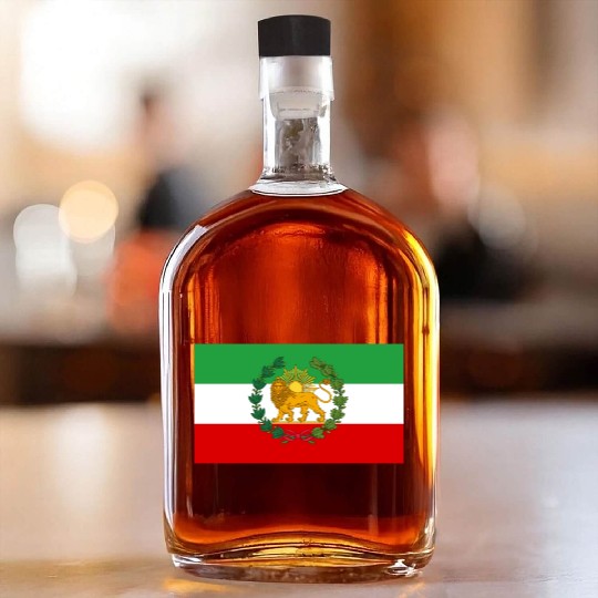 Flag of Iran Lion and Sun Whiskey Bottles
