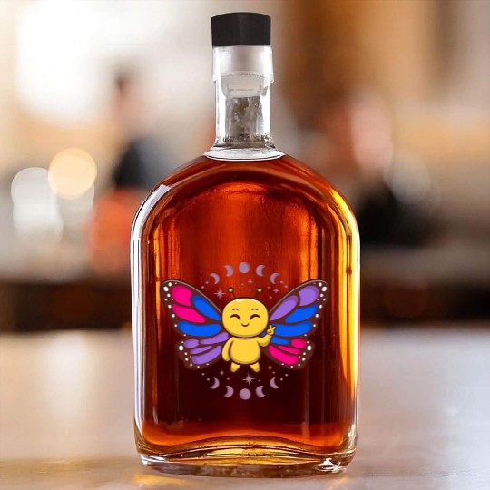 Bisexual Flag Monarch Butterfly Insect Subtle Whiskey Bottles