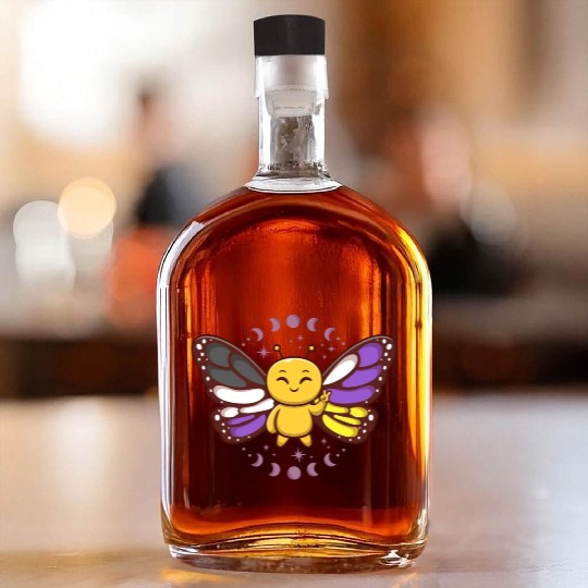 Gender Non-Binary Monarch Butterfly Subtle Pride Whiskey Bottles