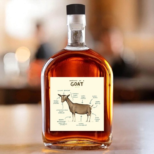 anatomy of a goat greeting card Whiskey Bottles
