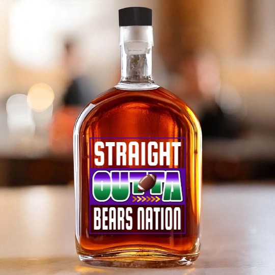 Straight Outta Bears Nation Football Full Icon Whiskey Bottles