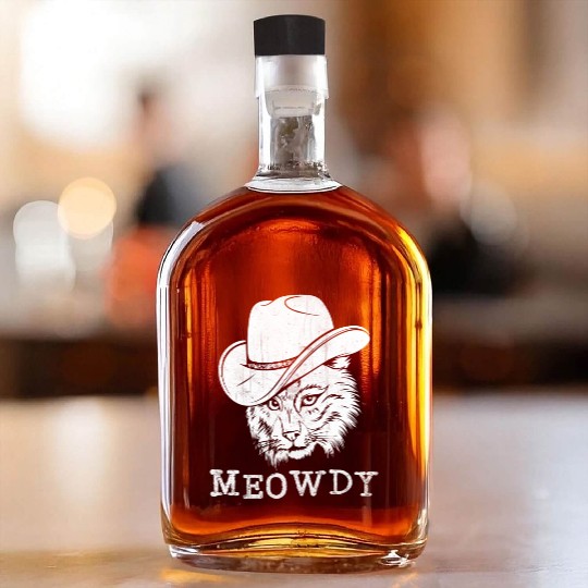 Meowdy Western Country Music Cowboy Cowgirl Whiskey Bottles