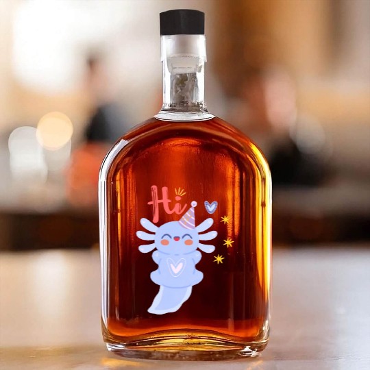 Baby Axolotl Art - 7 Whiskey Bottles