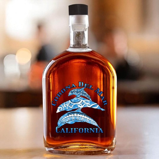 Corona Del Mar California Vacation Tribal Dolphins Whiskey Bottles