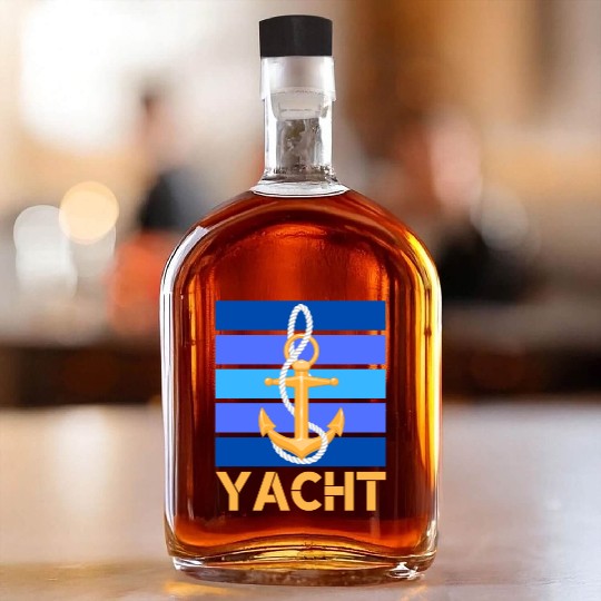 YACHT ANCHOR ORANGE AND BLUE OCEAN SEA CAPTAIN Whiskey Bottles