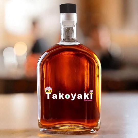 Kawaii Takoyaki Cute Japanese Food Vintage Design Whiskey Bottles