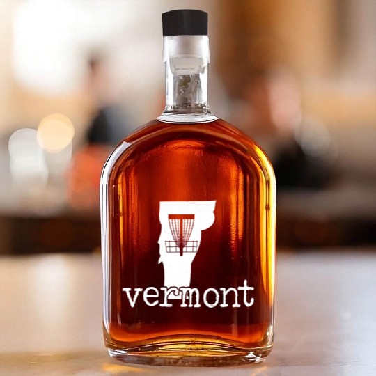 State of Vermont Disc Golf Golfer Golfing Basket Whiskey Bottles