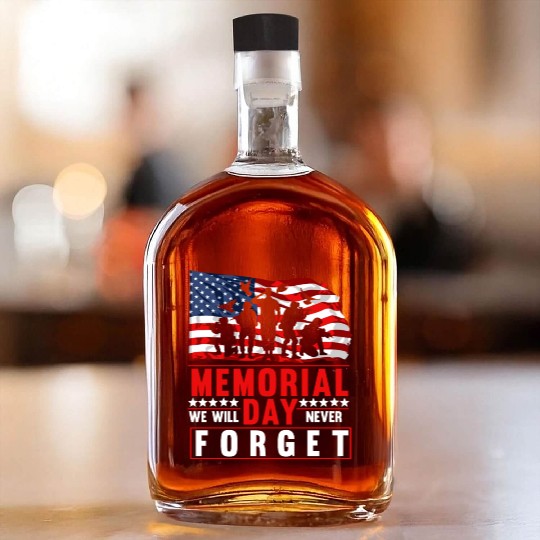 Memorial Day American Flag Soldiers Patriotic US Whiskey Bottles