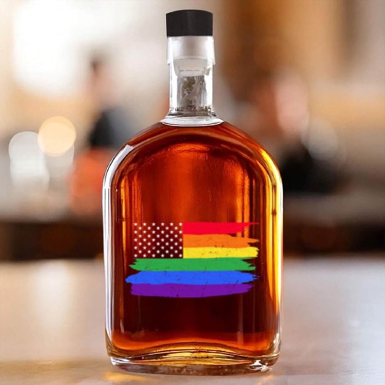 LGBTQ American Flag Colorful Lesbian Gay Pride Whiskey Bottles