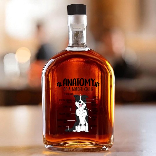 Funny Anatomy Border Collie Dog Lover Whiskey Bottles