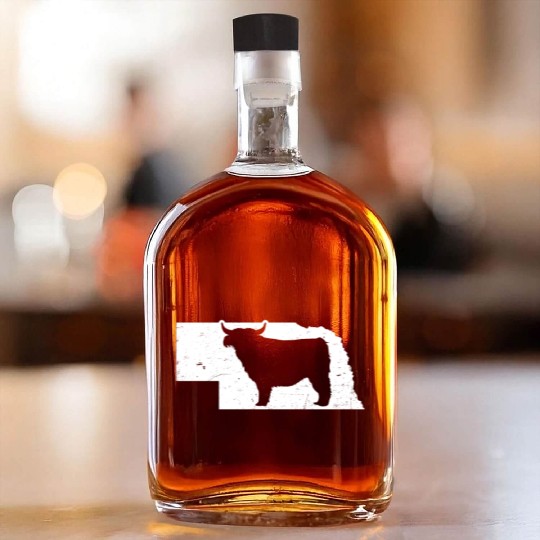 Highland Cow Patriotic Nebraska 4th July Whiskey Bottles
