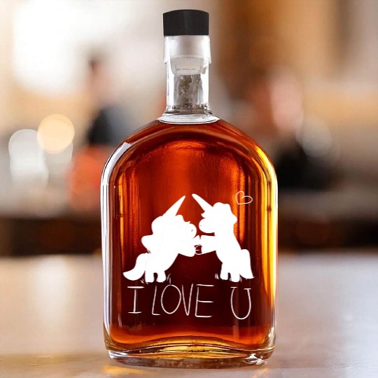unicorn i love you couple Whiskey Bottles