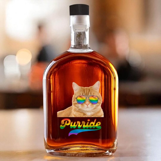 Cat Gay Pride Rainbow Flag LGBT Whiskey Bottles
