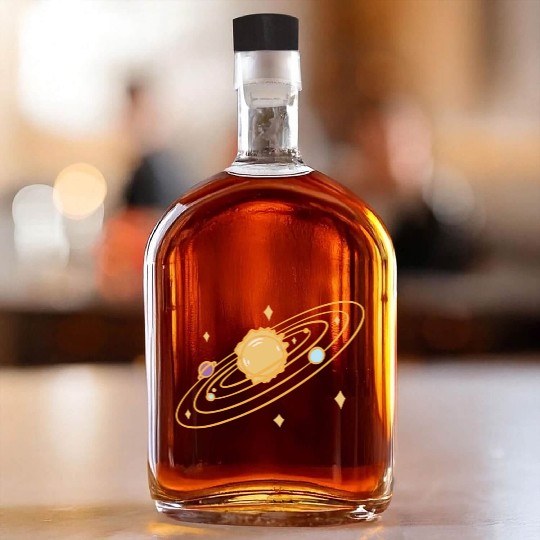 solar system with sparkles doodle Whiskey Bottles