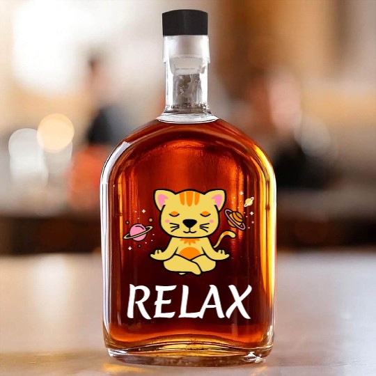 zen yoga cat space meditation sport training Whiskey Bottles