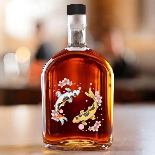 Japanese Koi Fish Carp Pond Japan Tattoo For Koi Whiskey Bottles
