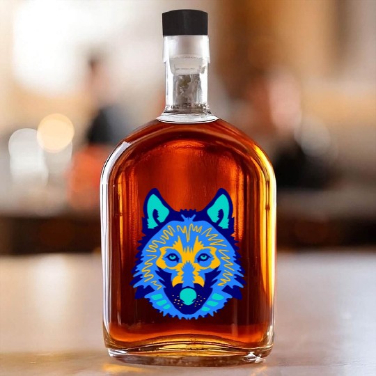 blue wolf face Whiskey Bottles